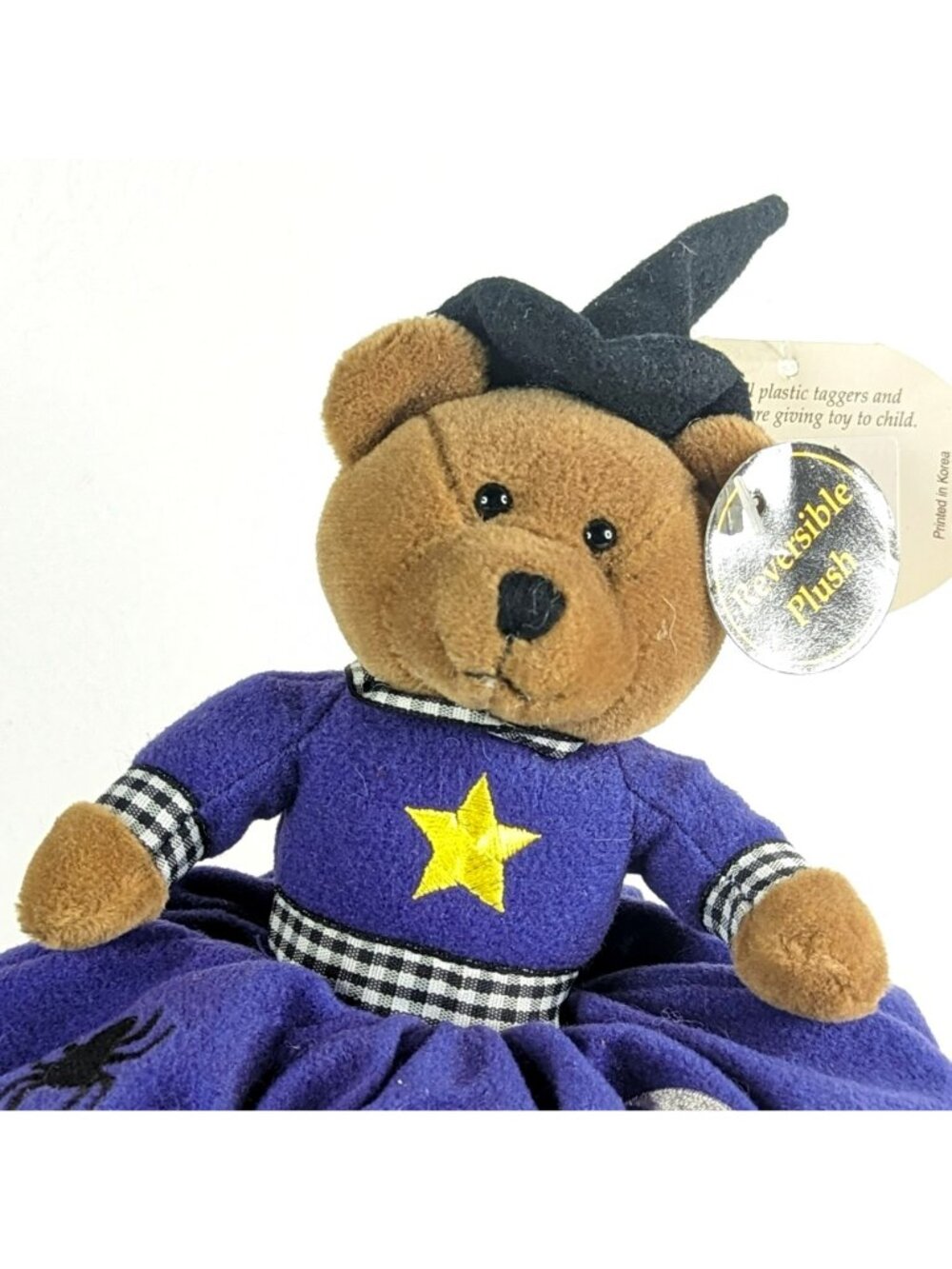 Bestever Halloween Reversible Plush Bear Witch Black Cat Pumpkin 11" Topsy - Picture 3 of 12